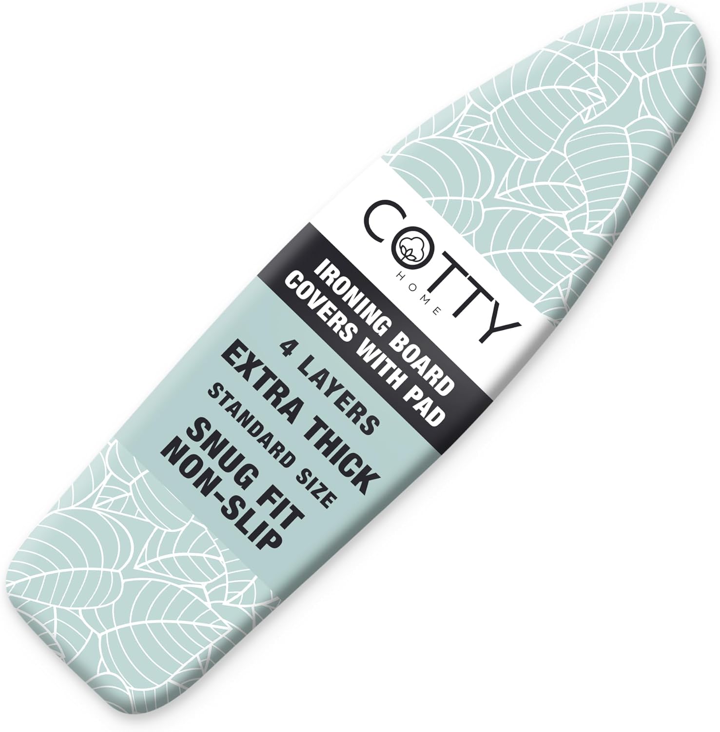 Cotty Home Ironing Board Cover – Extra Thick, Heat Reflective, Snug Fit, 15x54 inches, Green Floral
