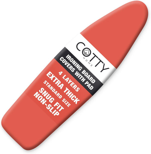 Cotty Home Ironing Board Cover – Extra Thick, Heat Reflective, Snug Fit, 15x54 inches, Orange