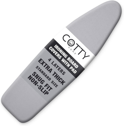 Cotty Home Ironing Board Cover – Extra Thick, Heat Reflective, Snug Fit, 15x54 inches, Gray