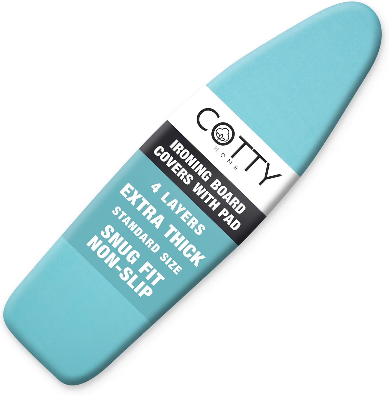 Cotty Home Ironing Board Cover – Extra Thick, Heat Reflective, Snug Fit, 15x54 inches, Turquoise