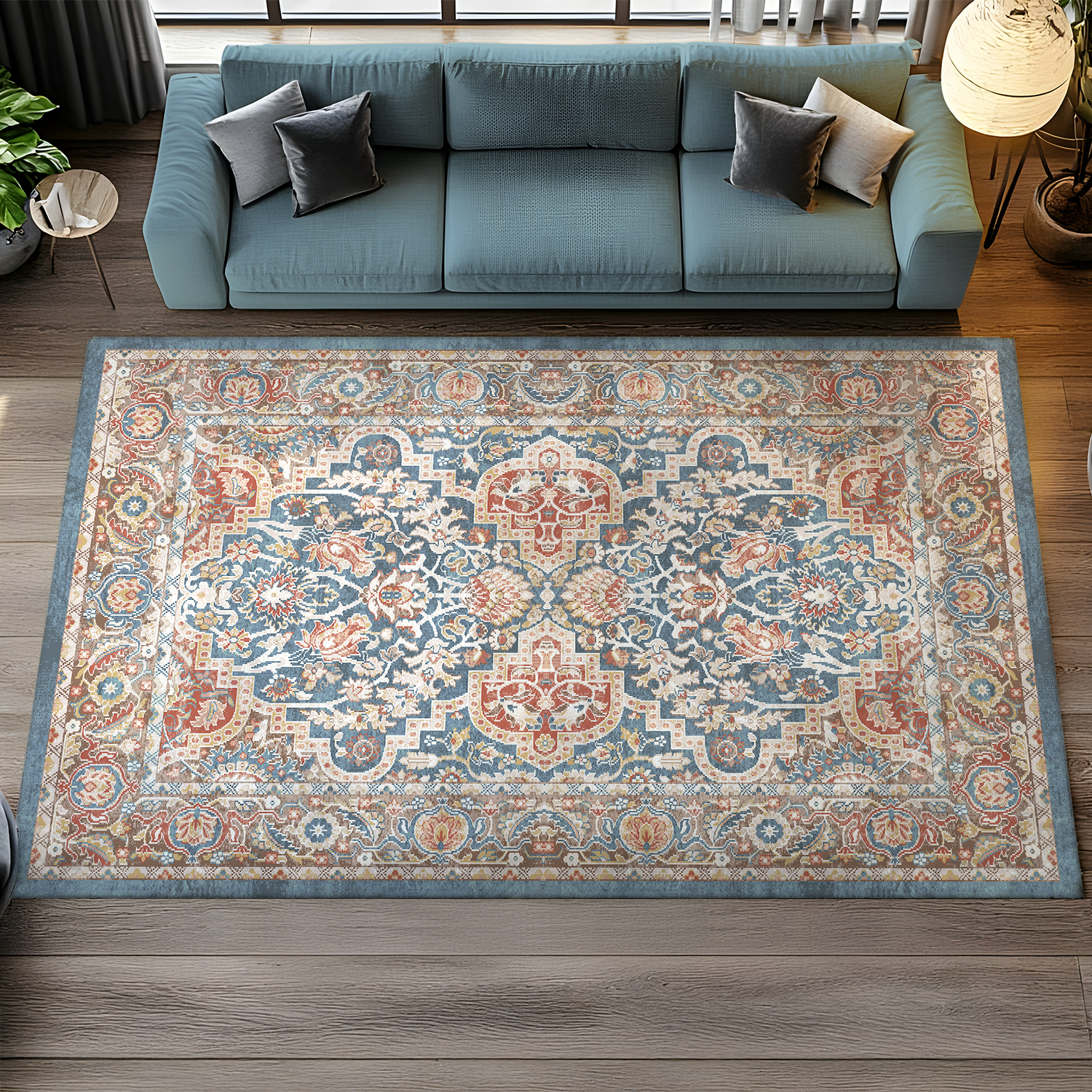 Cotty Home Superior Washable Rug – Ultra Thin, Non-Slip, Foldable, Multi-Size, Oriental Red