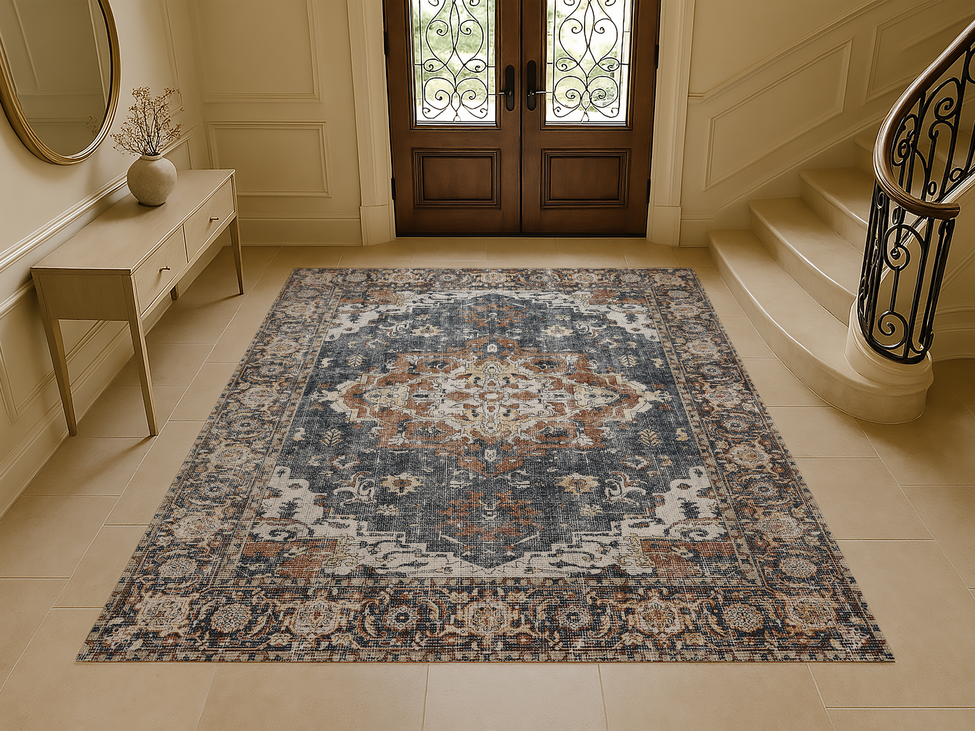 Cotty Home Premium Turkish Cotton, Washable Rug –  Non-Slip, Foldable, Multi-Size and Color