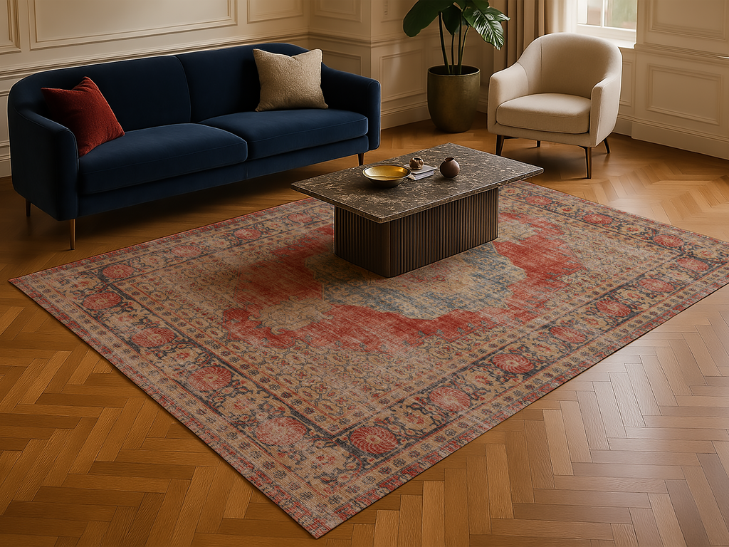 Cotty Home Premium Turkish Cotton, Washable Rug –  Non-Slip, Foldable, Multi-Size, Red