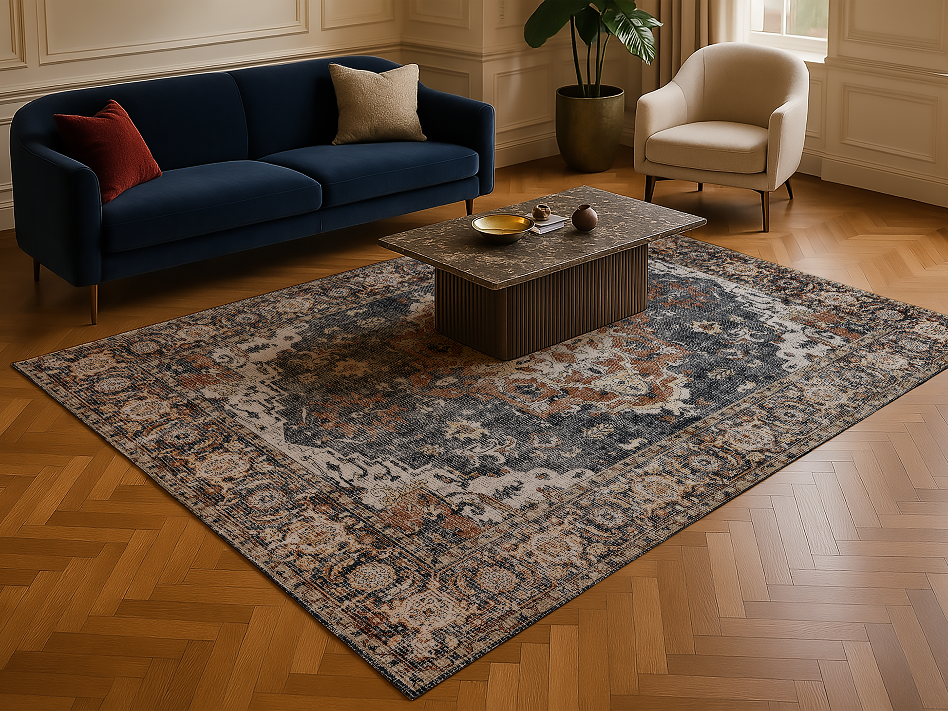 Cotty Home Premium Turkish Cotton, Washable Rug –  Non-Slip, Foldable, Multi-Size and Color