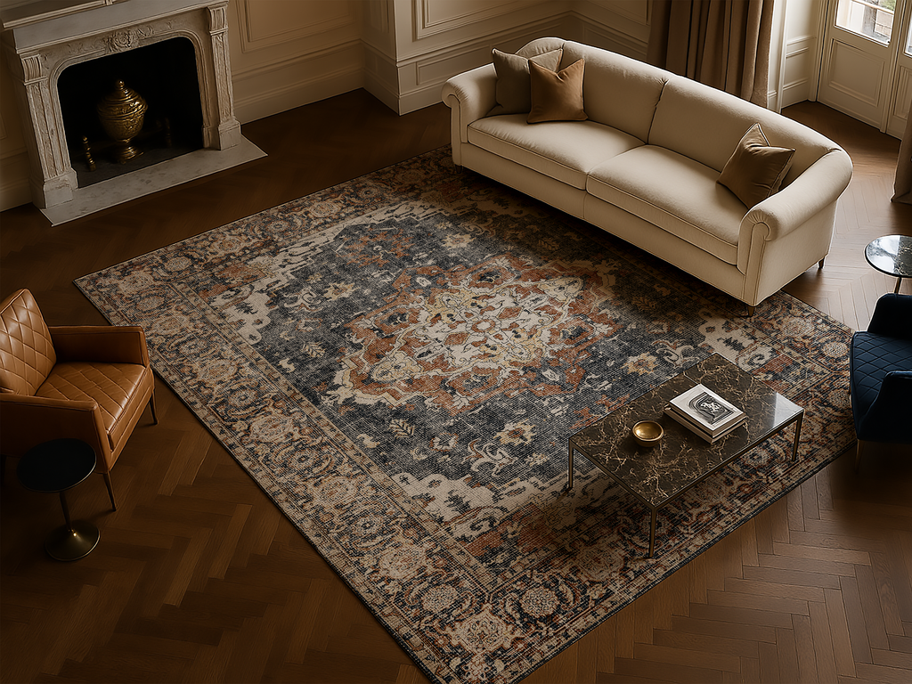 Cotty Home Premium Turkish Cotton, Washable Rug –  Non-Slip, Foldable, Multi-Size, Blue