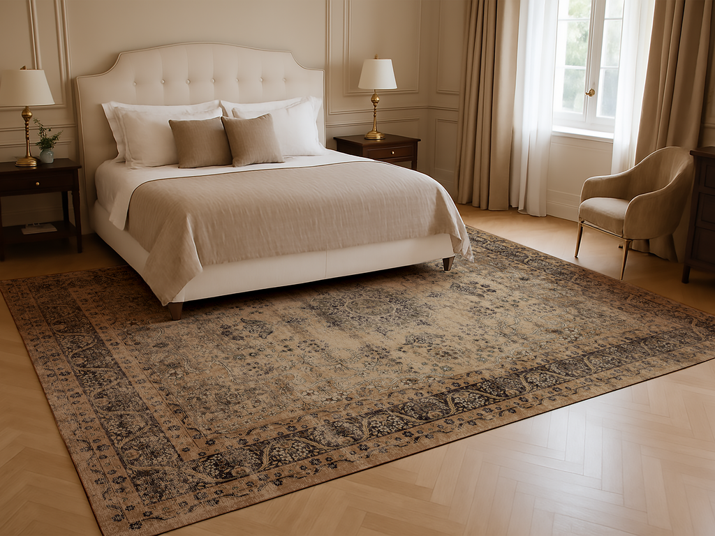 Cotty Home Premium Turkish Cotton, Washable Rug –  Non-Slip, Foldable, Multi-Size, Beige