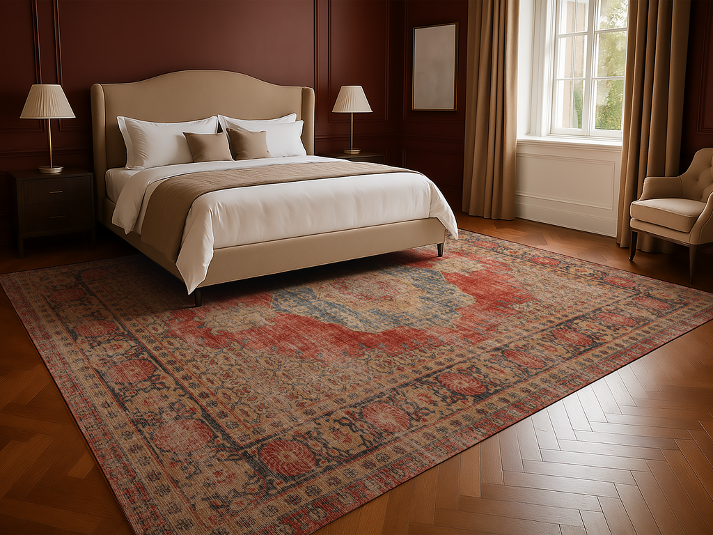 Cotty Home Premium Turkish Cotton, Washable Rug –  Non-Slip, Foldable, Multi-Size, Red