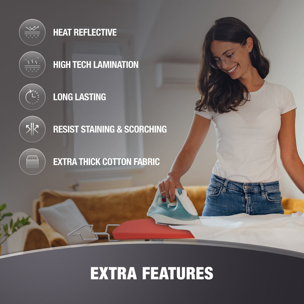 Cotty Home Ironing Board Cover – Extra Thick, Heat Reflective, Snug Fit, 15x54 inches, Orange
