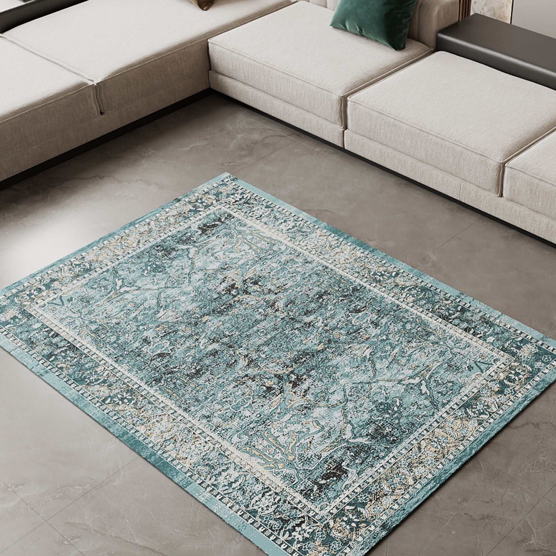 Cotty Home Superior Washable Rug – Ultra Thin, Non-Slip, Foldable, Multi-Size, Oriental Blue