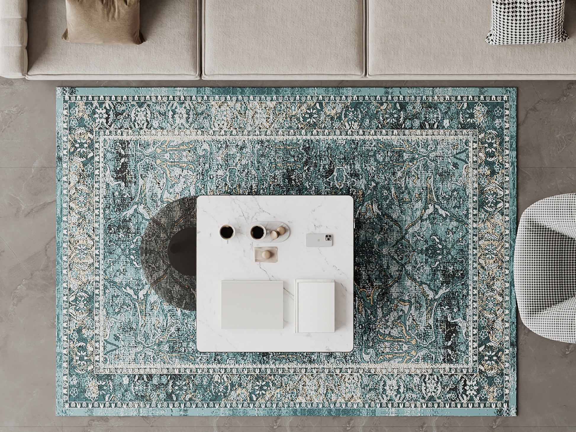Cotty Home Superior Washable Rug – Ultra Thin, Non-Slip, Foldable, Multi-Size, Oriental Blue