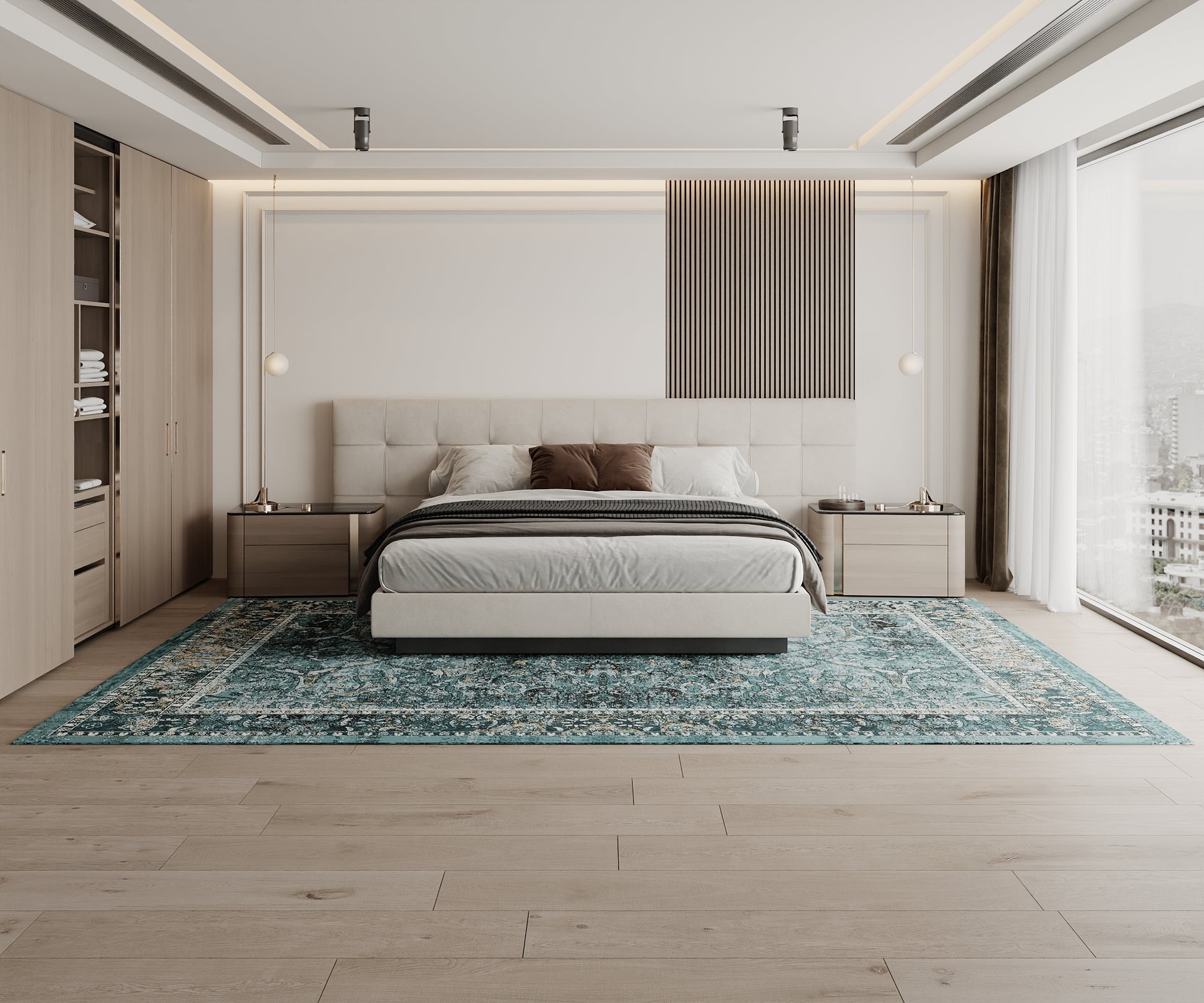 Cotty Home Superior Washable Rug – Ultra Thin, Non-Slip, Foldable, Multi-Size, Oriental Blue