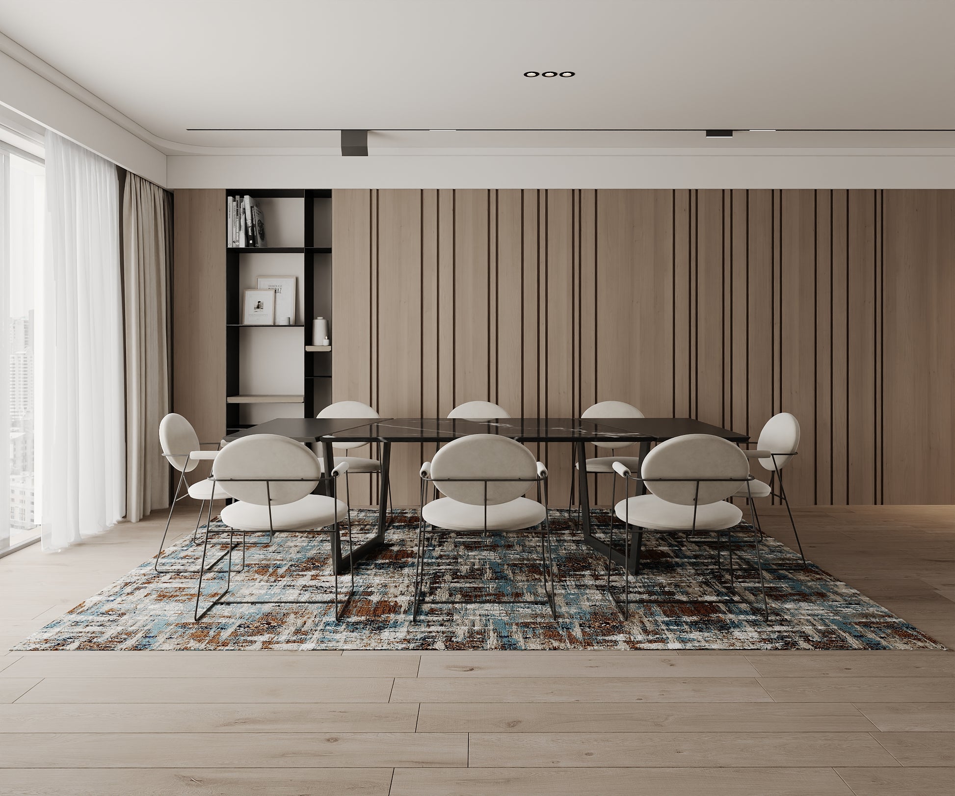 Cotty Home Superior Washable Rug – Ultra Thin, Non-Slip, Foldable, Multi-Size, Abstract Blue-Terra