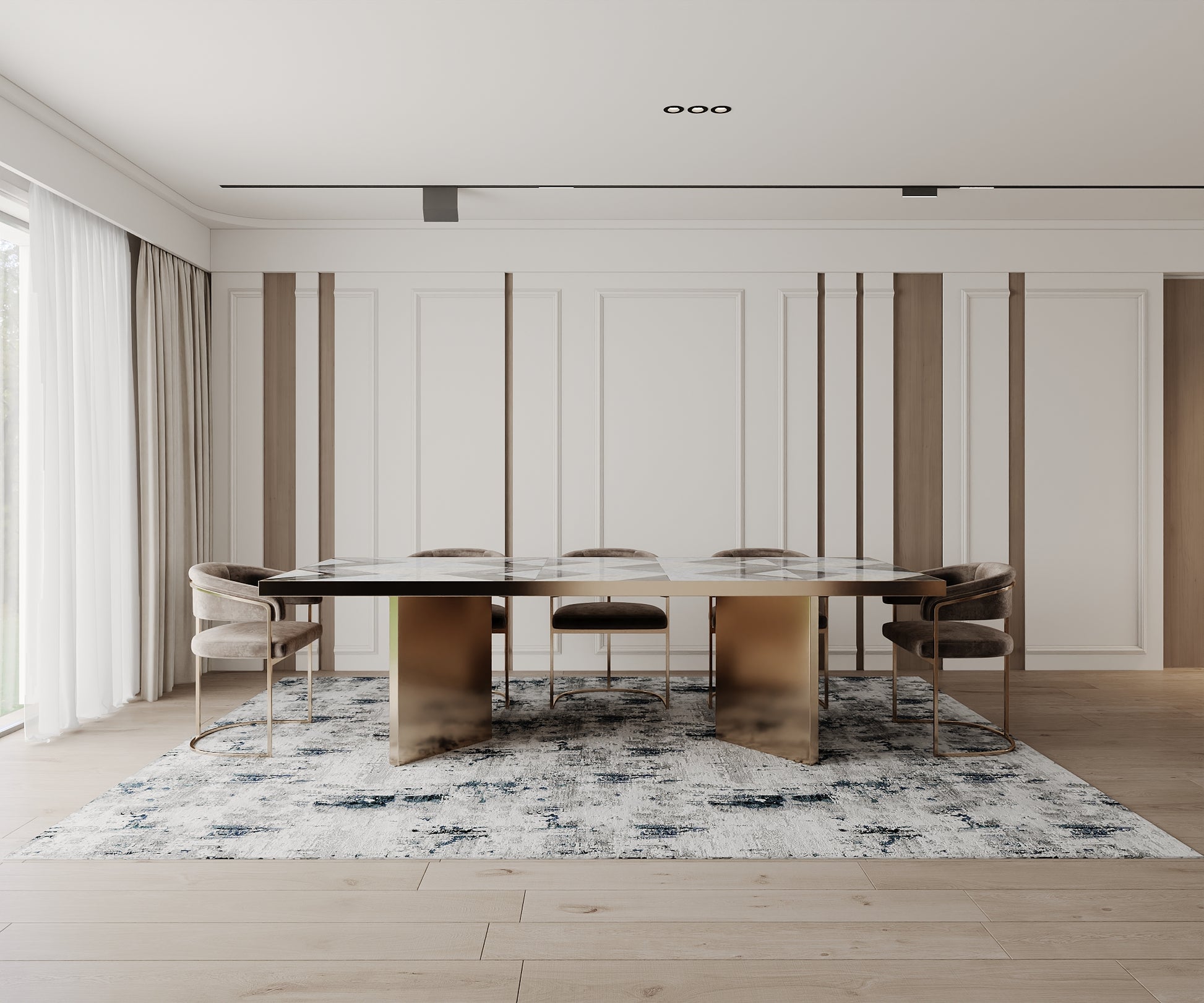 Cotty Home Superior Washable Rug – Ultra Thin, Non-Slip, Foldable, Multi-Size, Abstract Gray-Navy