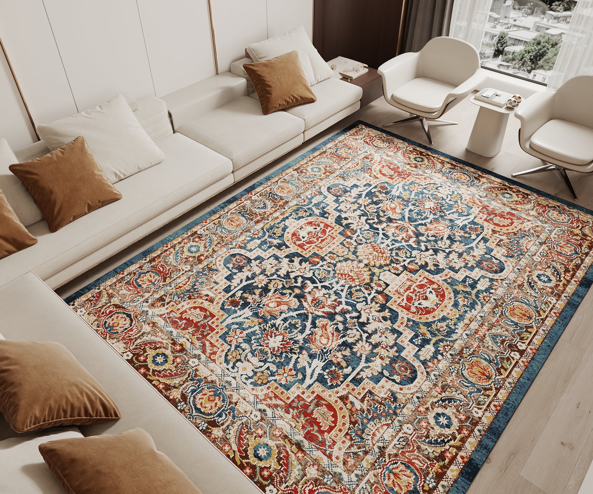 Cotty Home Superior Washable Rug – Ultra Thin, Non-Slip, Foldable, Multi-Size, Oriental Red