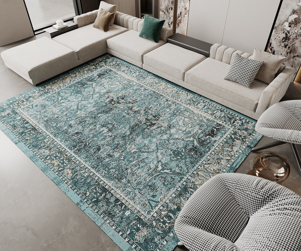 Cotty Home Superior Washable Rug – Ultra Thin, Non-Slip, Foldable, Multi-Size, Oriental Blue