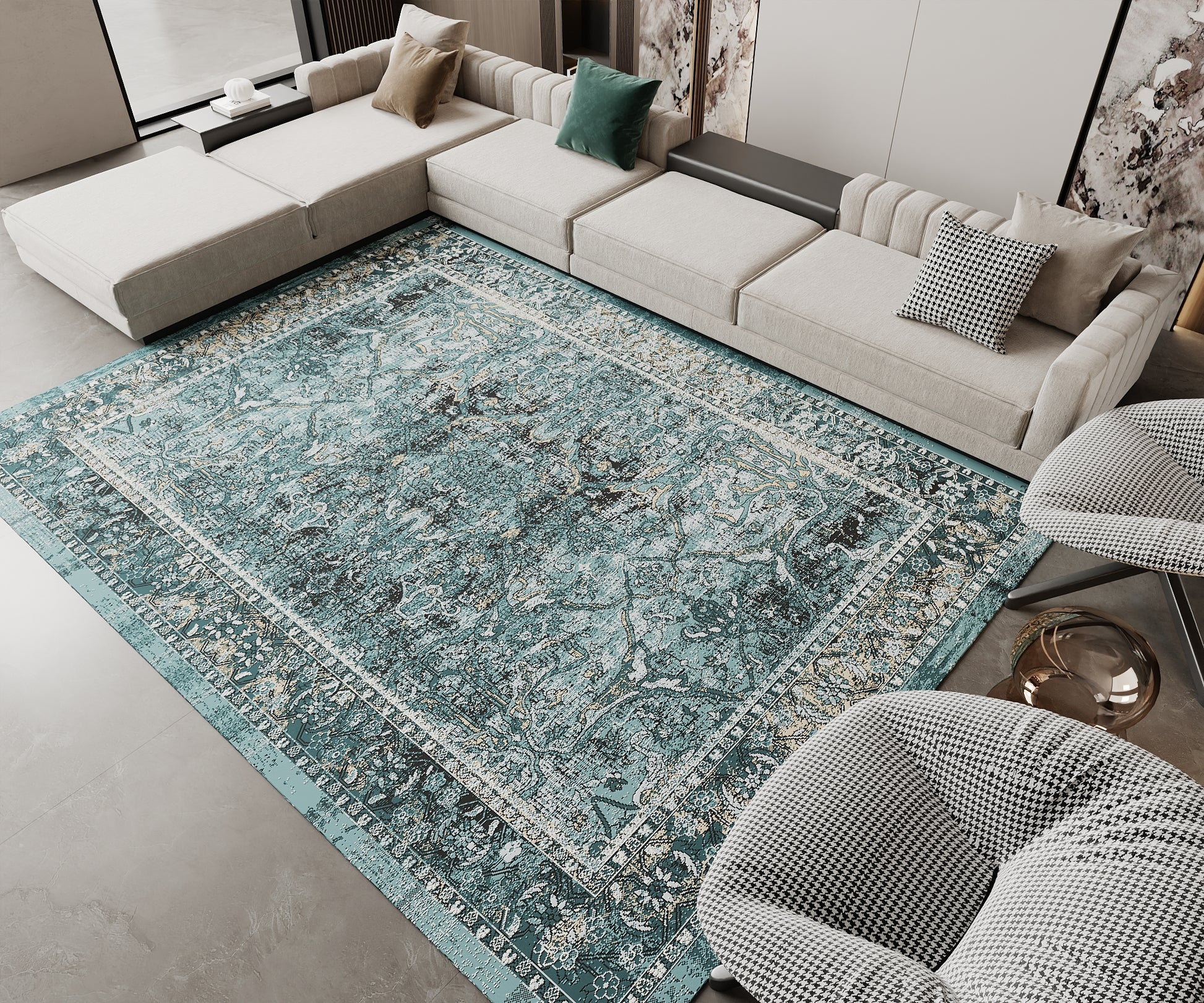 Cotty Home Superior Washable Rug – Ultra Thin, Non-Slip, Foldable, Multi-Size, Oriental Blue