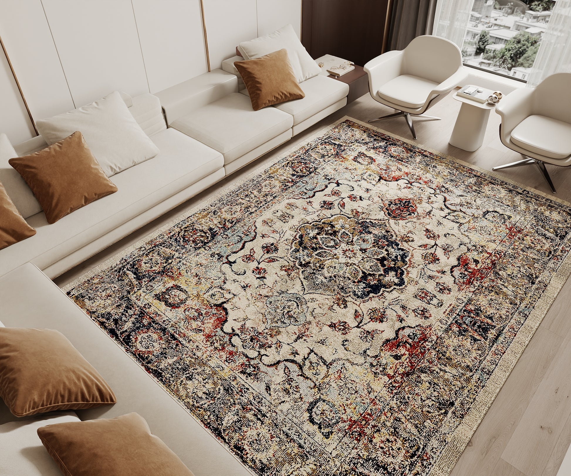 Cotty Home Superior Washable Rug – Ultra Thin, Non-Slip, Foldable, Multi-Size, Oriental Beige