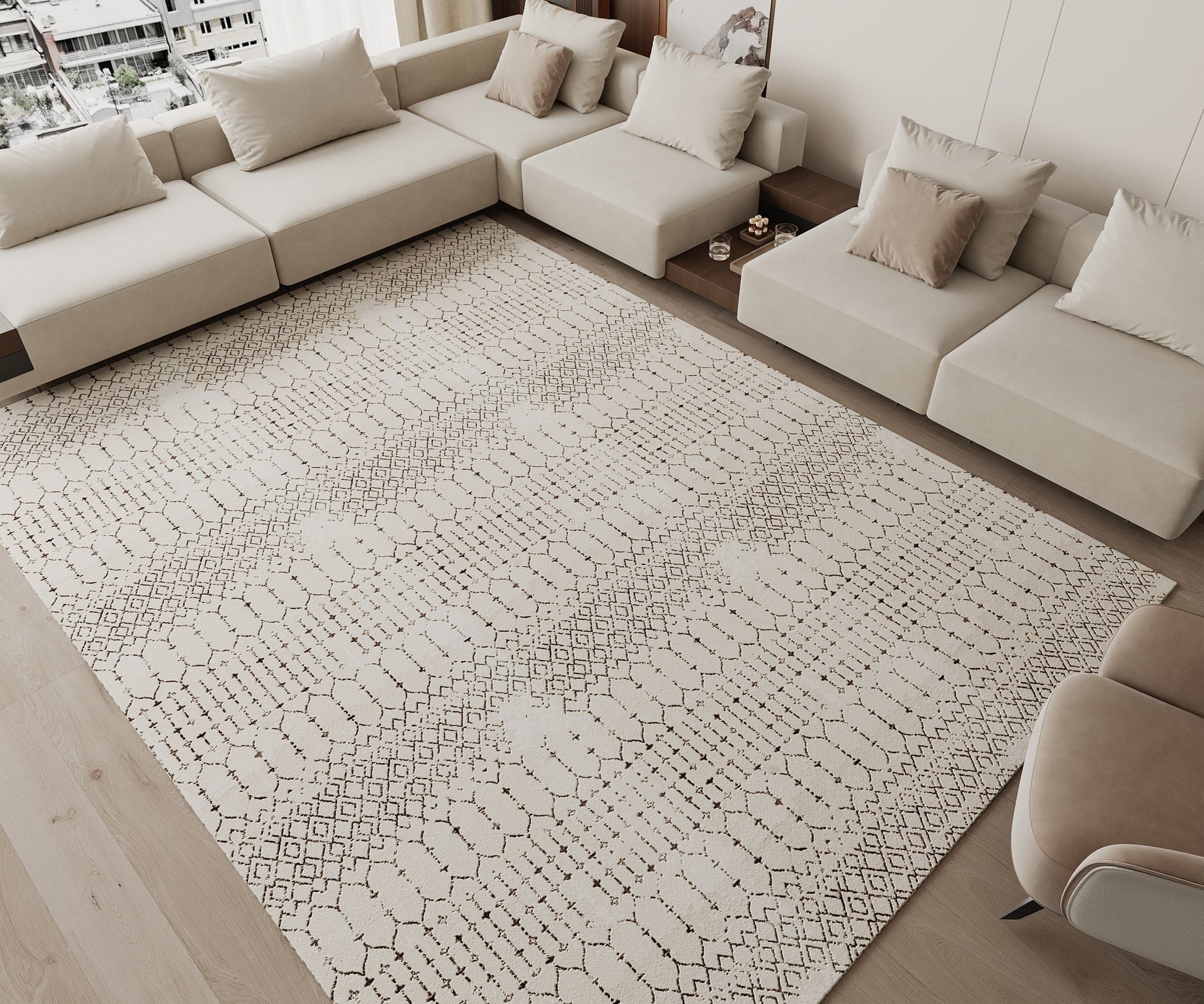 Cotty Home Superior Washable Rug – Ultra Thin, Non-Slip, Foldable, Multi-Size, Moroccan White