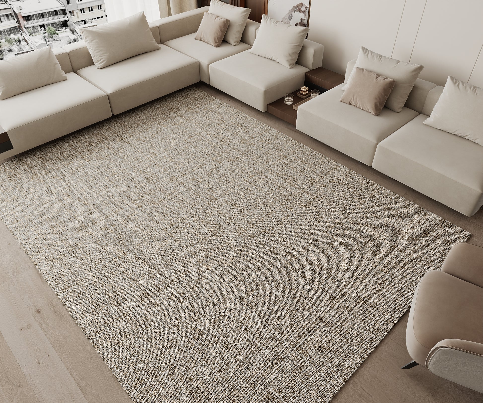 Cotty Home Superior Washable Rug – Ultra Thin, Non-Slip, Foldable, Multi-Size, Modern Beige