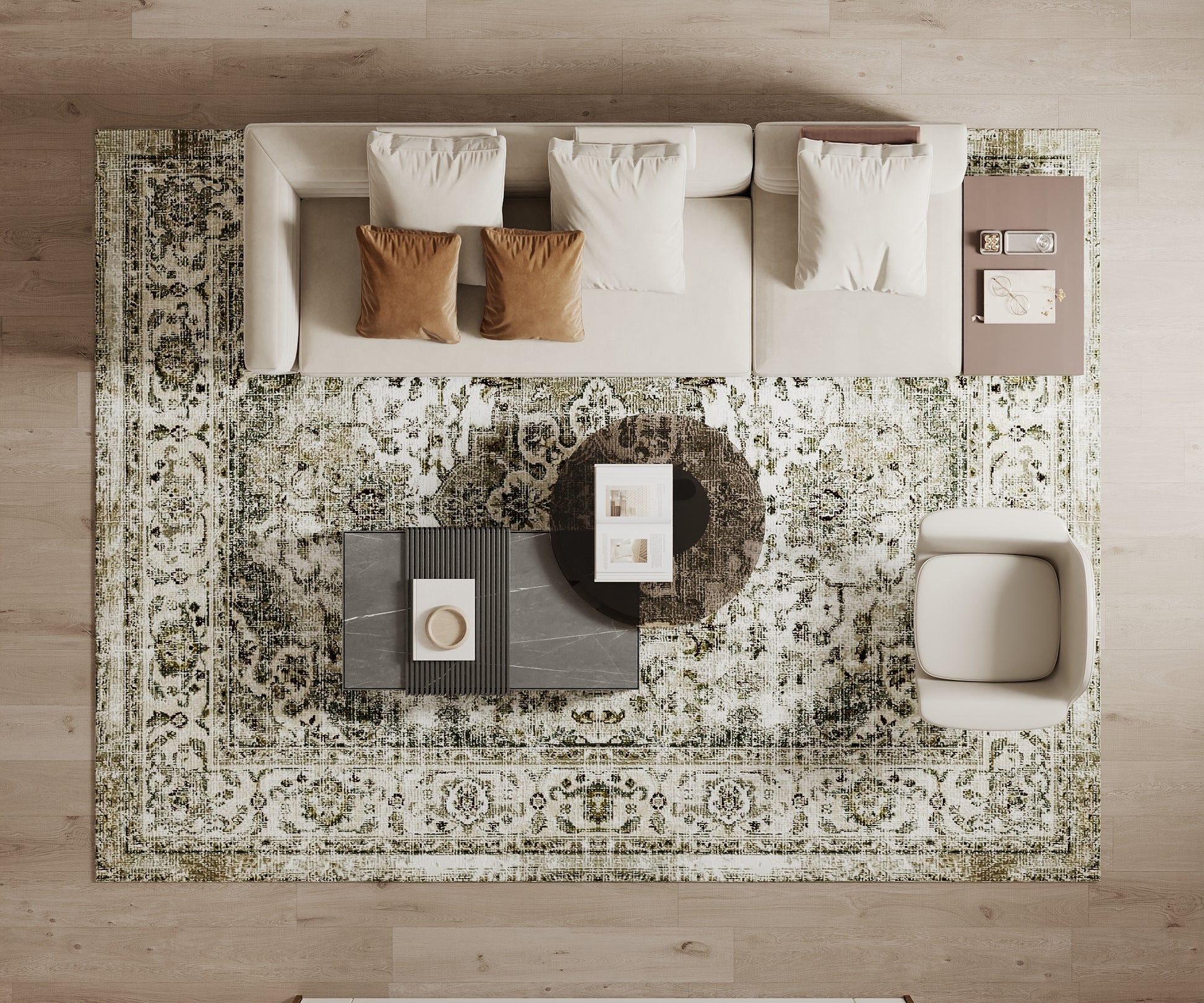 Cotty Home Superior Washable Rug – Ultra Thin, Non-Slip, Foldable, Multi-Size, Oriental Green