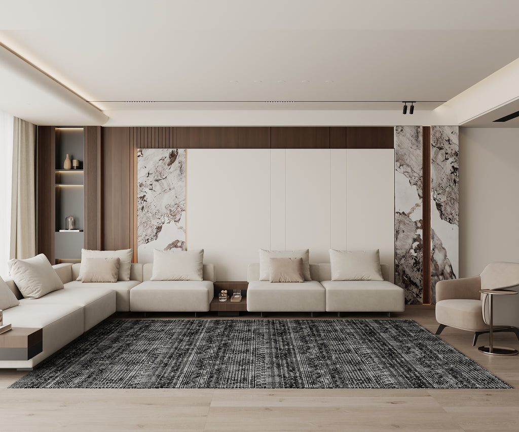 Cotty Home Superior Washable Rug – Ultra Thin, Non-Slip, Foldable, Multi-Size, Moroccan Black
